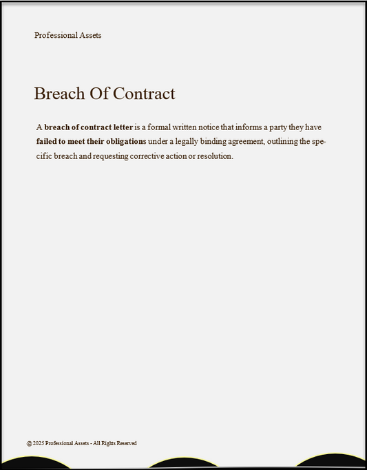 Breach of Contract- Customizable - Word PDF
