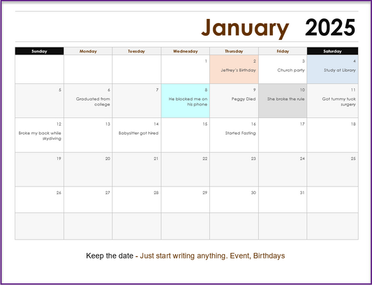 eCalendar 12 Months - Customizable - Word, PDF