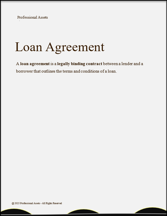 Loan Agreement - Customizable - Word, PDF