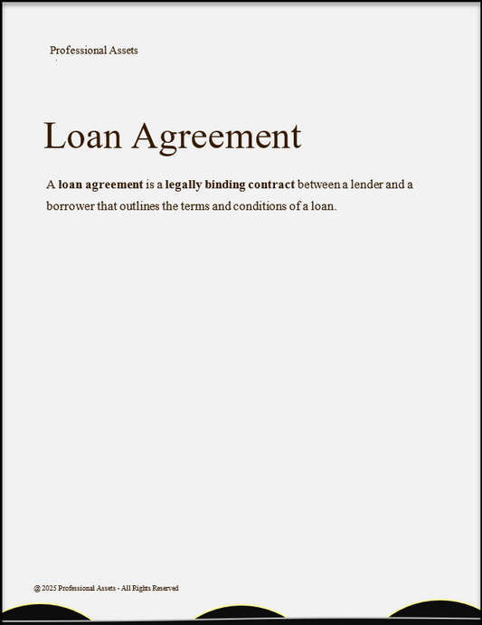 Loan Agreement - Customizable - Word, PDF